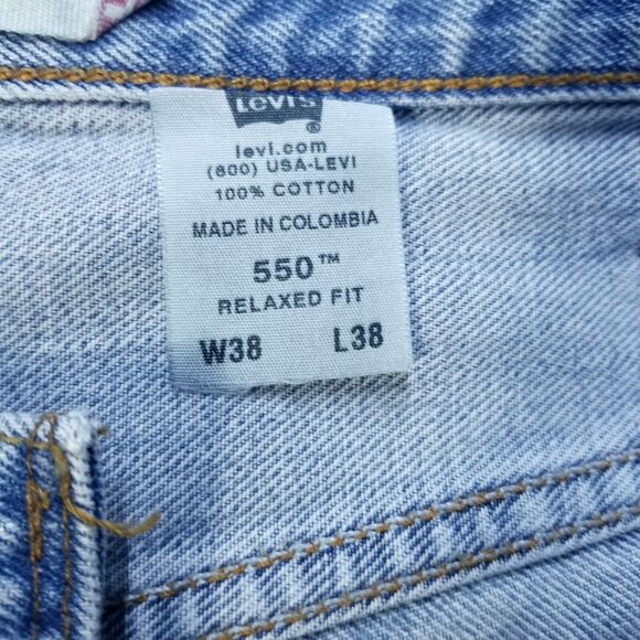 Levis Jeans Mens 38 X 38 Blue 550 Relaxed Fit Straight Medium Wash American - Picture 9 of 12